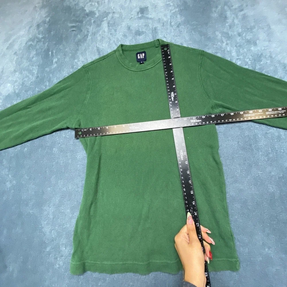 Gap Heavyweight Thermal T Shirt Boys Small Green Long Sleeve Crew Neck Casual